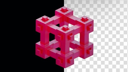 Rotating Abstract 3D Geometric Block Structure Loop