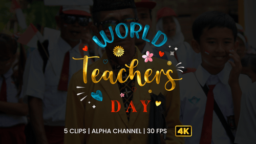 Animação de texto do Dia Mundial dos Professores