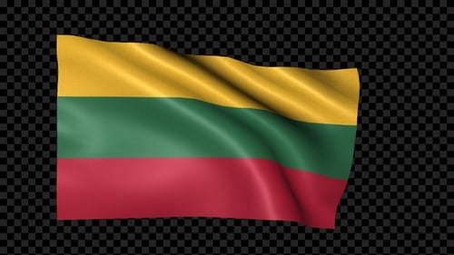 Waving Flag of Lithuania with Alpha Channel