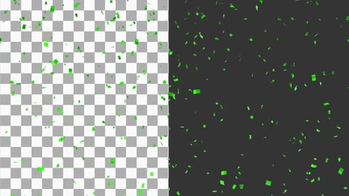 3D Confetti Rain Particles Green | Alpha Channel