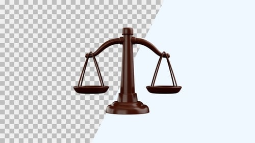 Modern 3D Balance Scales of Justice Assembling Animation