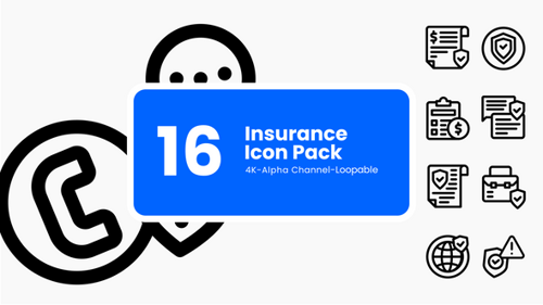 Animated Line Art Insurance and Security Icons Pack
