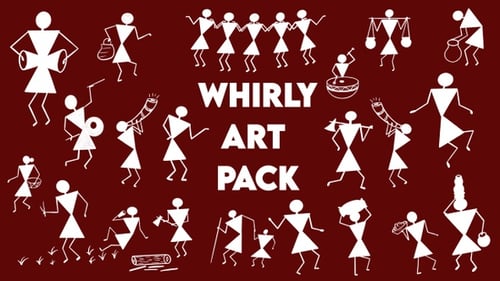 Animated Warli Art Figures Collection with Sketchy Traditional Style