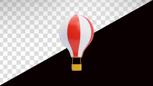 3D Bouncing Hot Air Balloon Animation with Alpha Channel
