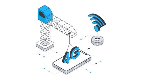 4G Network Isometric Animation Alpha Channel