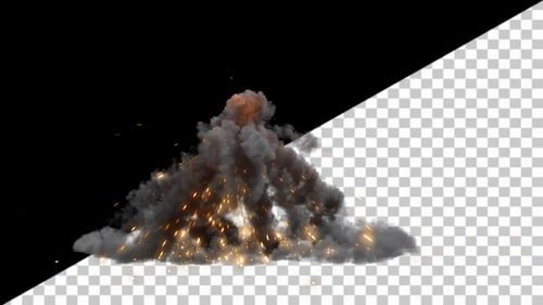 Realistic Ground Explosion with Smoke and Sparks Effect