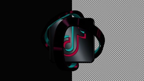Rotating TikTok Button in Original Style, Alpha Channel, Unique Design, Exclusive, 3D Render