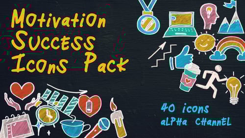 Hand-Drawn Chalk Style Motivation Success Icon Pack
