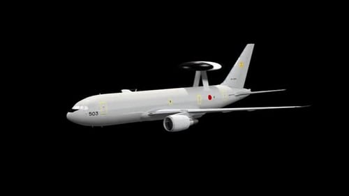 Military AWACS Surveillance Aircraft Rotating 3D Model