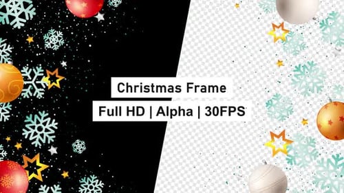 Christmas Ornaments and Snowflakes Decorative Frame Animation