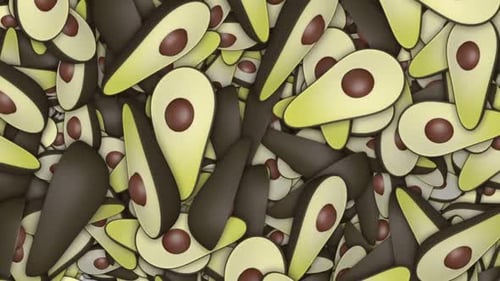 Transition of Falling Cartoon 3D Avocado Fruit Animation on Alpha Channel, Looped - Package