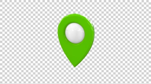 Animated 3D Green Location Pin Map Marker Loop