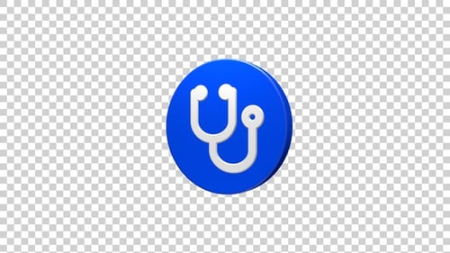 Rotating 3D Stethoscope Medical Icon Animation