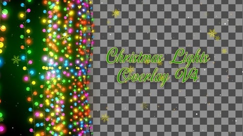 Animated Christmas Lights and Falling Snowflakes Overlay
