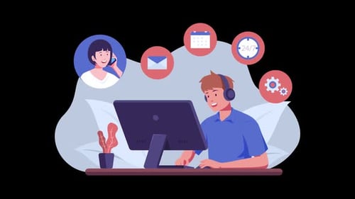 Online Customer Support Flat Design Animation