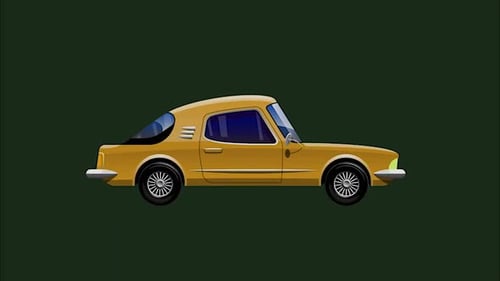Animated Cartoon Yellow Car Driving Loop