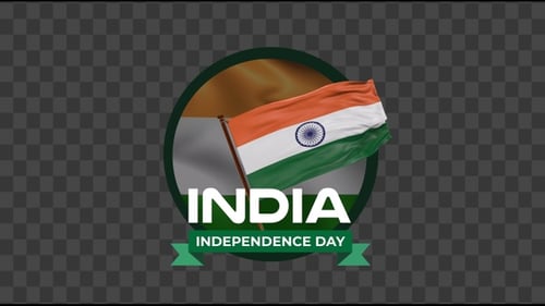 Indian Independence Day Title Animation with Waving Flag