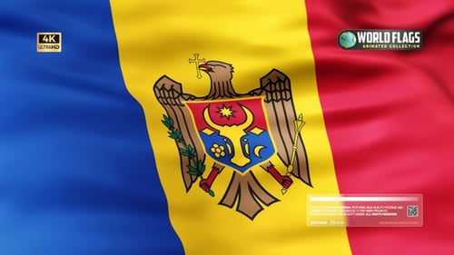 Waving National Flag of Moldova