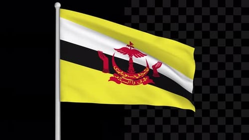 Animated Brunei Flag Waving with Alpha Channel