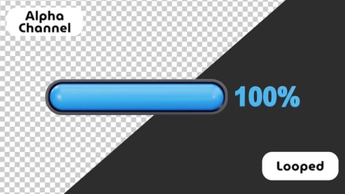Blue 3D Animation Progress Bar | Alpha Channel