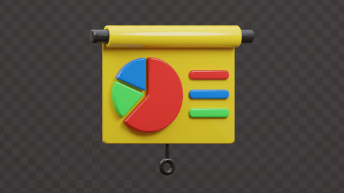 Presentation Slide with Pie Chart. Loop Animation with alpha background.
