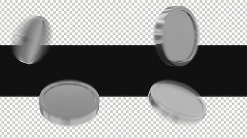 Loop Moving Silver Coins On Alpha Channel