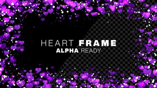 Animated Purple Heart Particle Frame Overlay