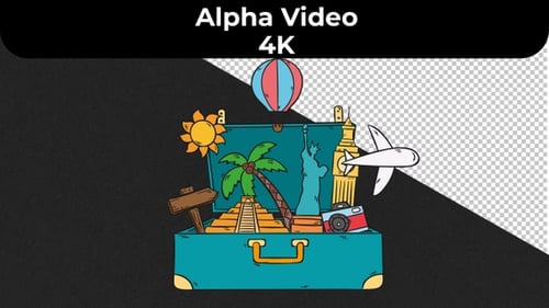 Animated Travel Items Filling a Sketch Suitcase Reveal