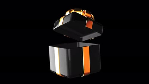 Elegant Black Gold Gift Box Opening Reveal Animation