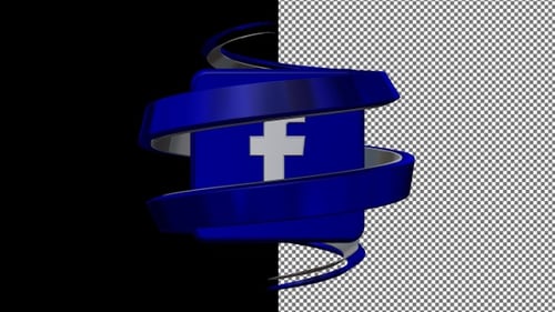 Rotating Facebook Button in Original Style, Alpha Channel, Exclusive, Unique Design, 3D Render