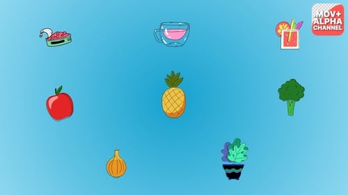 Looped Fresh Food Icons Pack 05 mit Animationsgrafiken
