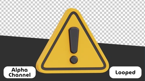 Animated 3D Warning Sign with Exclamation Mark