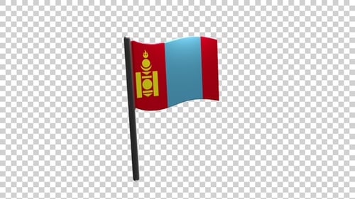 Waving 3D Mongolia Flag Animation with Alpha Channel