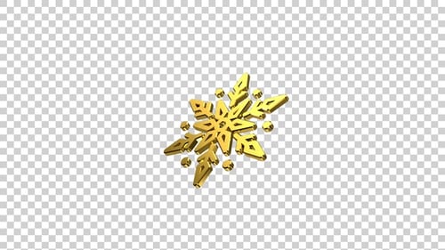 Golden 3D Snowflake Rotating V12