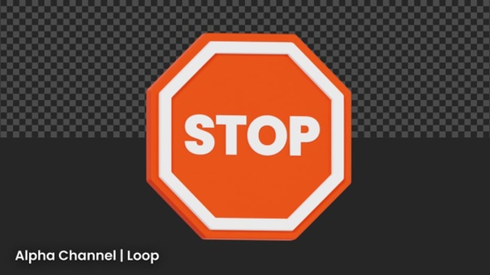 3D STOP Sign Animation | Alpha Loop, Backgrounds Motion Graphics ft ...
