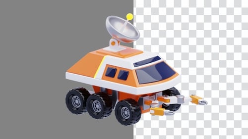 3D Animation of Space exploration robot collects data | Alpha Channel