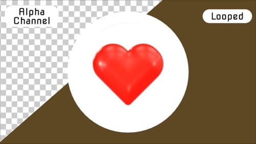 3D Animated Red Heart Love and Like Button | Alpha Channel