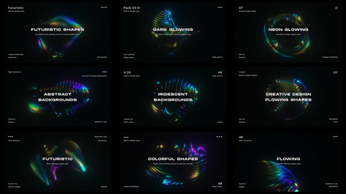 Futuristic Neon Glowing Dark Iridescent Form Backgrounds Pack