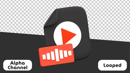 Animated 3D Video and Audio Media File Icons