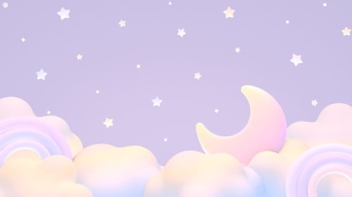 Dreamy Pastel Sky with Clouds and Stars Loop Animation