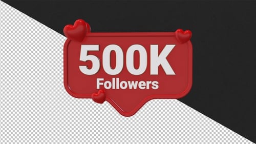 3D Social Media 500K Followers Counter Animation
