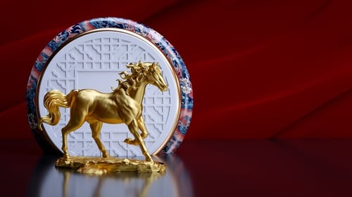 Oriental Golden Horse Background New Year