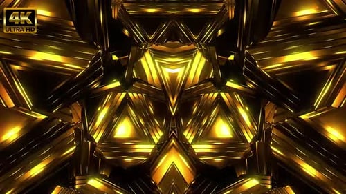 Golden Geometric Abstract Shimmering Light Motion Background