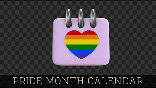 Animated 3D Pride Calendar Icon with Rainbow Heart