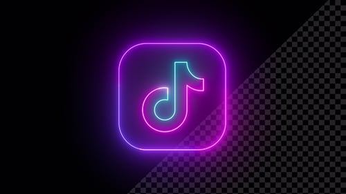Animated Neon Musical Note Social Media Logo