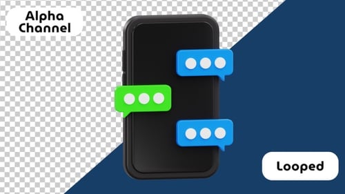 Online Chat Message 3D Animation | Alpha Channel