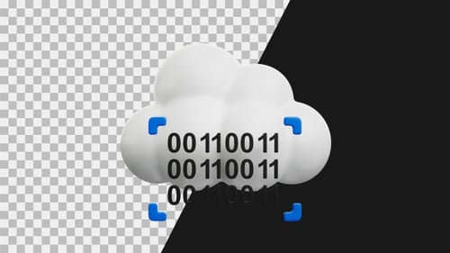 3D Animation Icon of Cloud Binary | Alpha Channel