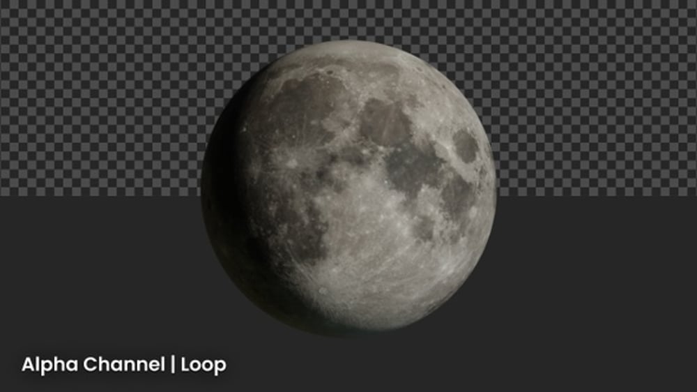 3D Moon Rotation Animation | Alpha Loop, Backgrounds Motion Graphics ft ...