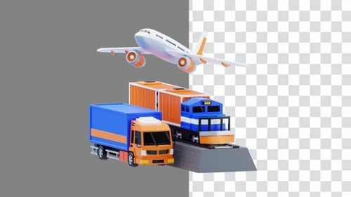 3D Animation of Efficient Intermodal Transportation Solutions | Alpha Channel