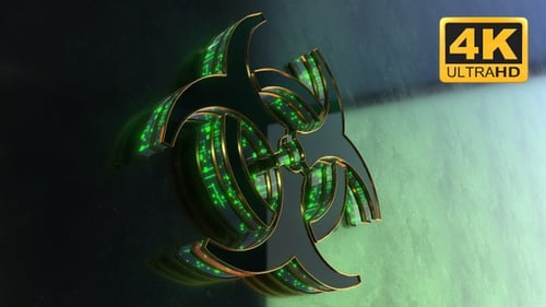 Sci-Fi Biohazard Logo with Green Tech Glow Animation
